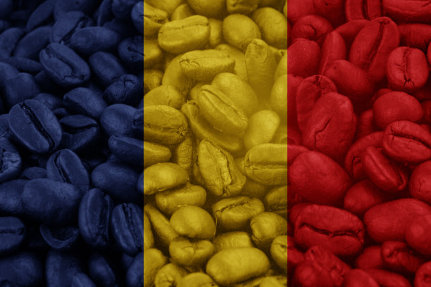 乍得国旗背景咖啡豆图片下载