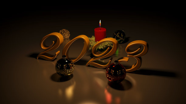 2023年圣诞节蜡烛和装饰室内黑暗背景图片下载