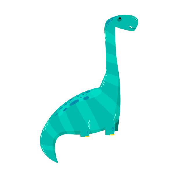雷龙长脖子，可爱的史前恐龙。矢量插图的婴儿恐龙和有趣的龙孤立的白色。古老的动物图片下载