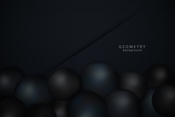 黑色背景的几何形状球。向量3 d演示。横幅，宣传册或标志设计。现代封面模板。图片下载
