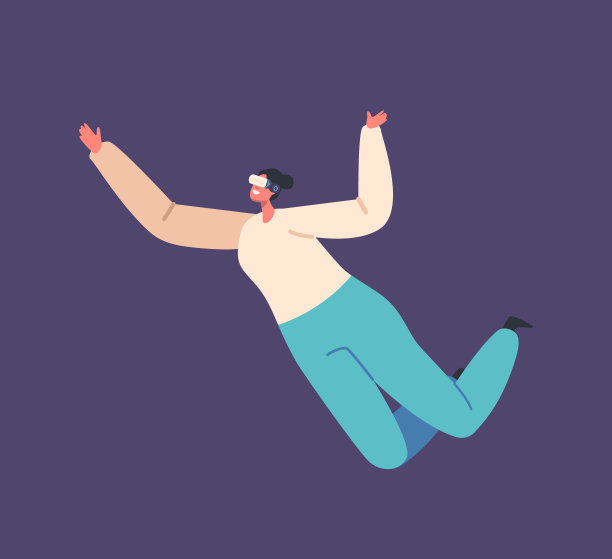 女性戴着数字眼镜或护目镜在元宇宙玩游戏的乐趣。快乐女性角色Vr体验矢量插画图片下载