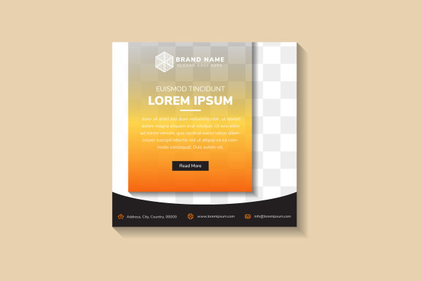 社交媒体横幅模板使用方形布局与彩色抽象矩形形状图片下载