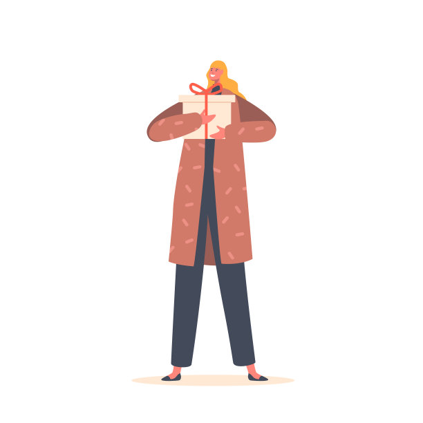 快乐女孩与圣诞礼盒，女性角色为冬季庆祝礼物?事件与礼物图片下载