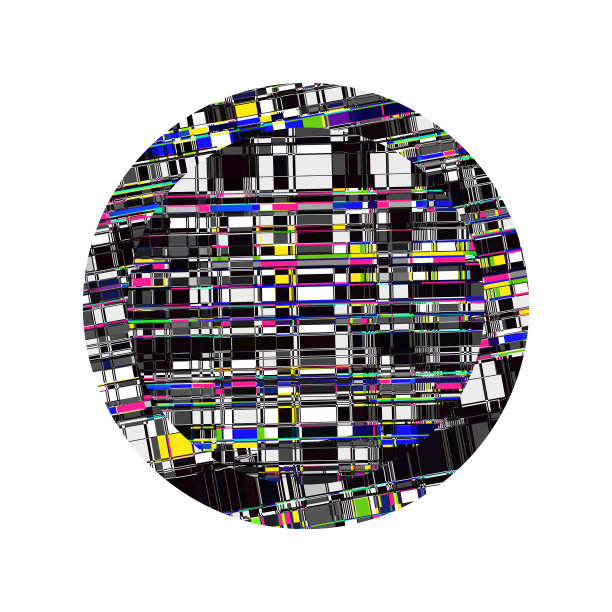 故障背景。屏幕上错误的海报。设计简单的向量。数字像素噪声抽象圆。设备信号失败。产品数据衰减。监测技术问题。图片下载