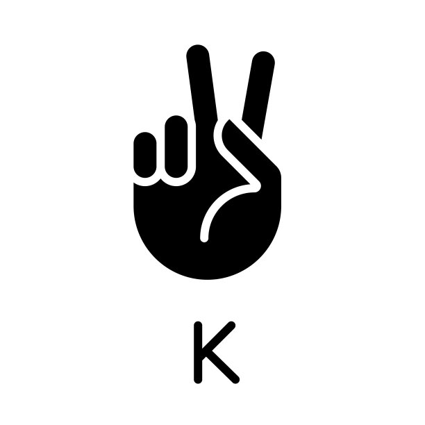 美国手语字母K黑色标志图片下载