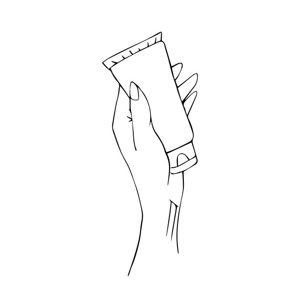 手拿着一个罐子。白色背景上的手工艺术的线条是孤立的。时尚的风格图片下载