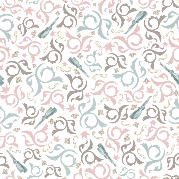 字母组合和笔刷，白色图案。图片下载