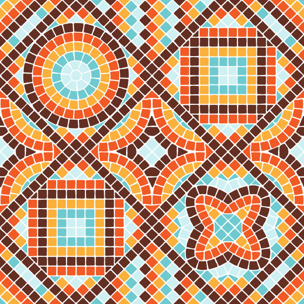 古代马赛克无缝图案。装饰古色古香的石头装饰品。图片下载