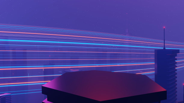 3d渲染的网络夜超大城市景观场景。光的发光和反射在黑暗的科技场景。晚上的生活。5g技术网络。超越科幻首都的未来主义和建筑场景。图片下载