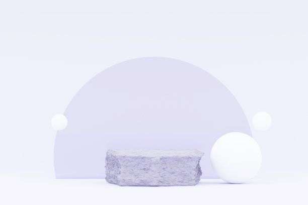 3d渲染柔和的绿色最小背景与讲台的立场。紫色舞台是化妆品展示和广告的平台。工作室场景与展示台座在干净的设计。图片下载