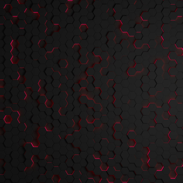3D渲染未来蜂巢马赛克，抽象背景。逼真的几何网格细胞结构。科幻背景与六边形网格。图片下载