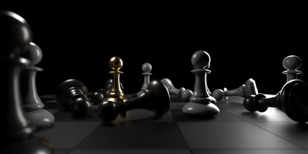 象棋棋子突出。领导的概念图片下载