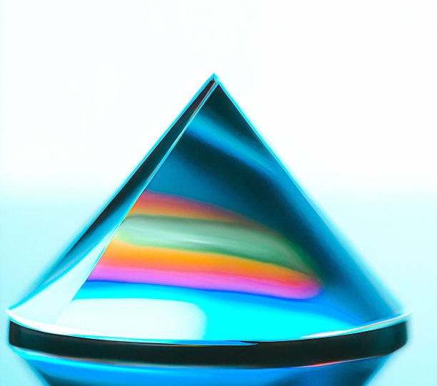 铬三角的特写与蓝光的反射图片下载