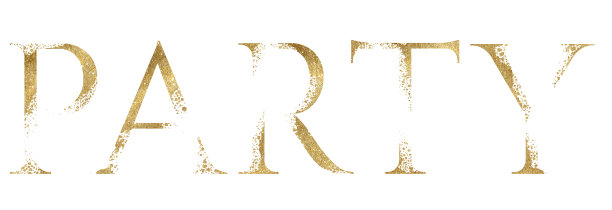 金色闪光字PARTY以分散效果隔离插画，喜庆的设计元素图片下载