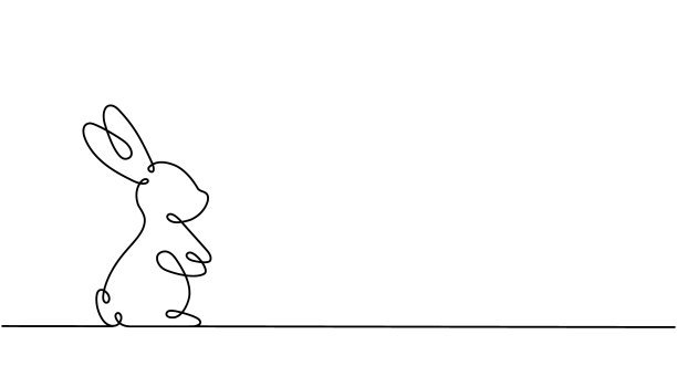 兔子一条线连续绘图。野兔连续一行插图。2023年兔年。中国农历年。向量线性插图。图片下载