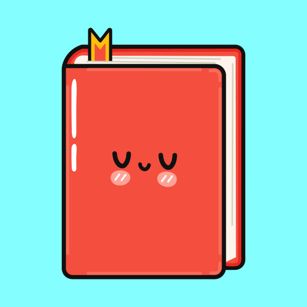 可爱有趣的书。矢量手绘卡通卡哇伊人物插画图标。被隔离在蓝色背景上。本书人物概念图片下载