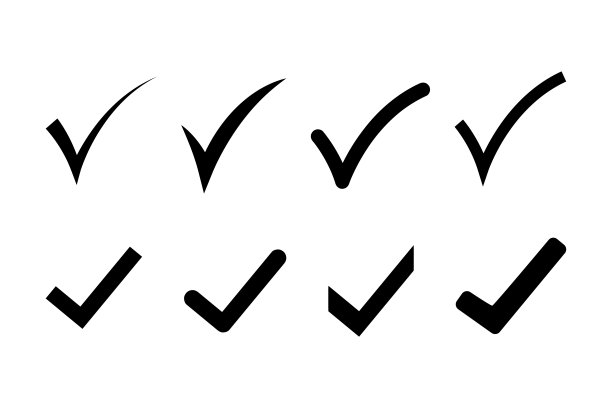 选中标记图标设置。概要文件验证。一套验证的图标与社会媒体验证徽章风格。矢量确认图标设置。复选标记。矢量图图片下载