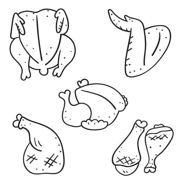 轮廓图标。鸡。翅膀,腿。图片下载