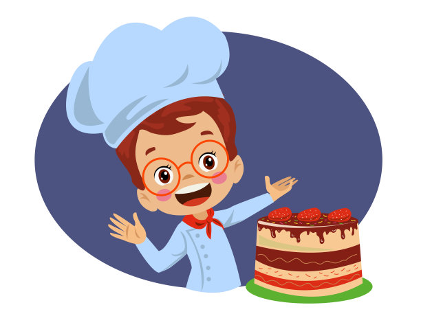 可爱的小厨师做了草莓蛋糕图片下载