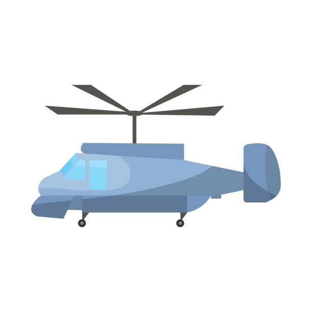 运输民用直升机卡通插画图片下载