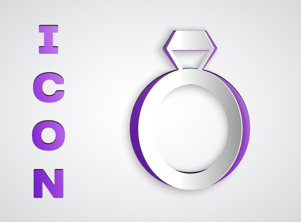 剪纸结婚戒指图标孤立在灰色图片下载