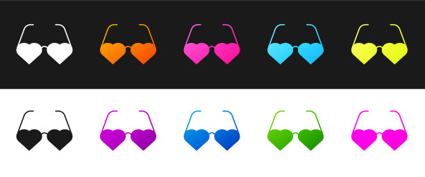 把心形的爱情眼镜图标孤立起来图片下载