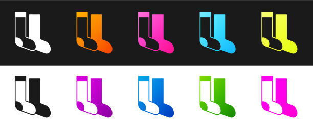 设置袜子图标隔离在黑色和白色图片下载