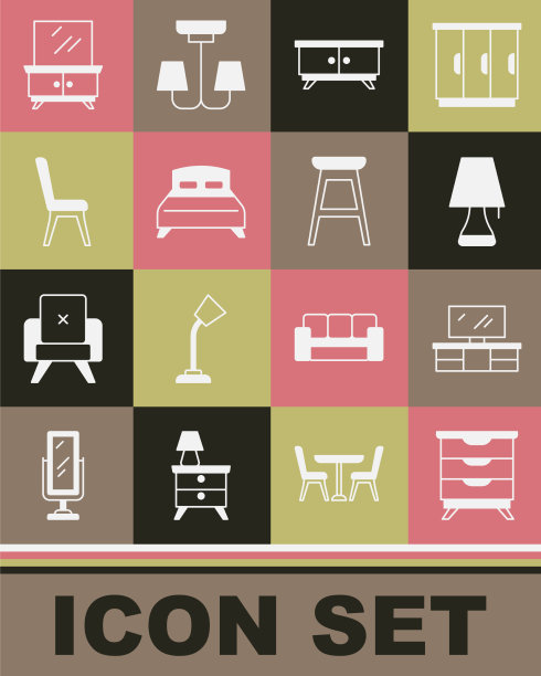 摆放家具、床头柜、电视、桌子、台灯图片下载