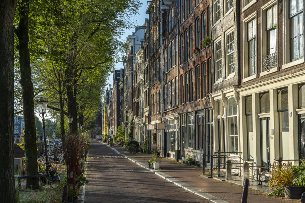 荷兰运河屋，阿姆斯特丹图片下载