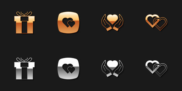 套礼盒心在手，两颗心相连图片下载