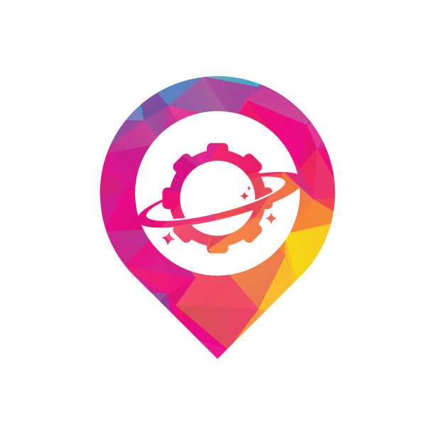 行星齿轮地图销形状概念标志图标矢量。图片下载