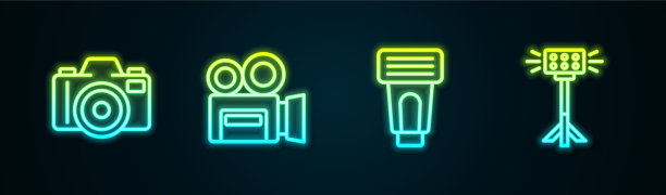 设置线照片相机，复古电影闪光灯和图片下载