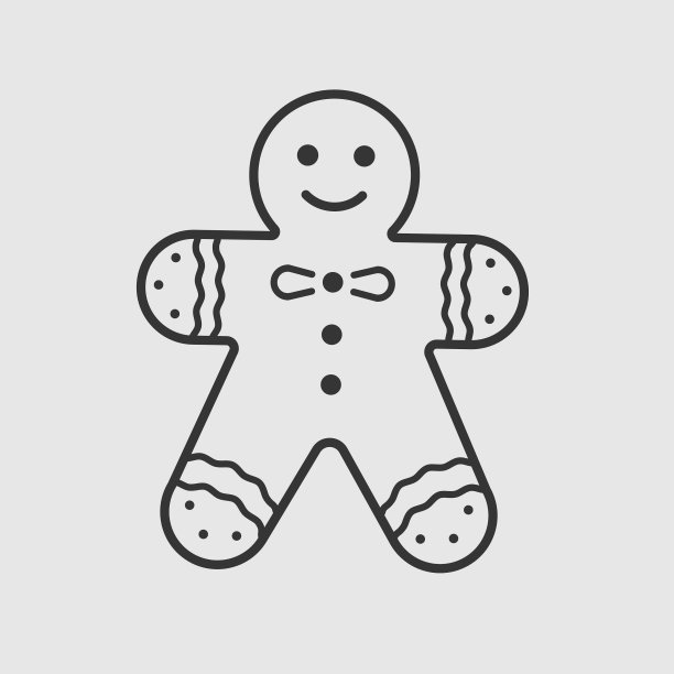 姜饼的糖衣。经典的饼干线图标。矢量插图人英雄孤立图片下载