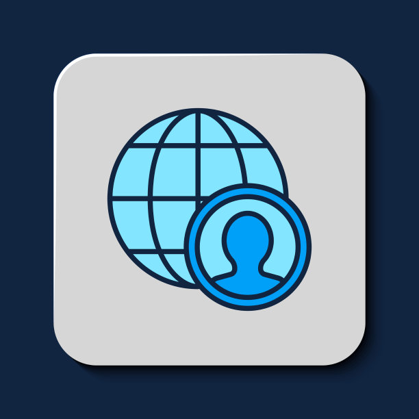 填充轮廓地球仪和人的图标孤立上图片下载