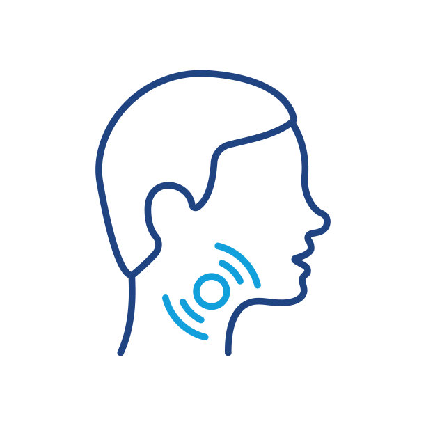 喉咙痛线图标。痛喉线性图标。男性头像的侧面象形图。心绞痛、流感或感冒的症状。可编辑的中风。矢量图图片下载