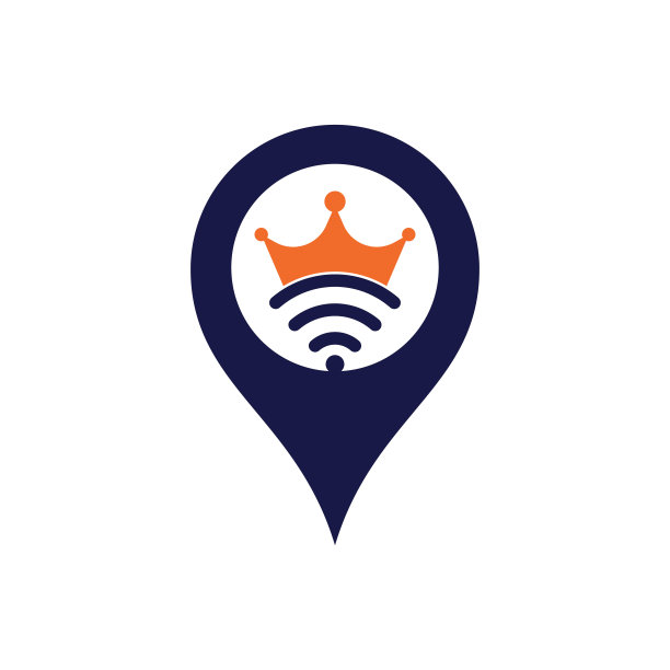 王者Wifi地图引脚形状概念Logo模板矢量。图片下载