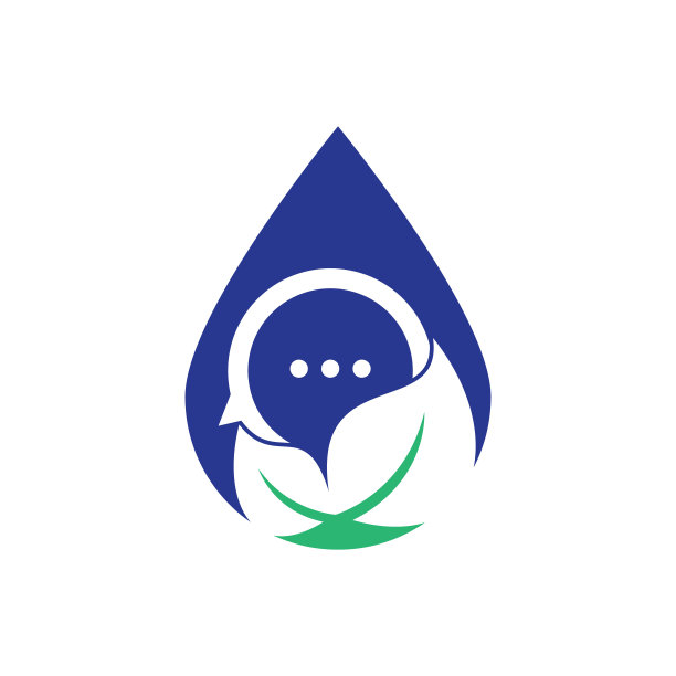 树叶聊天滴形状概念标志设计矢量。图片下载