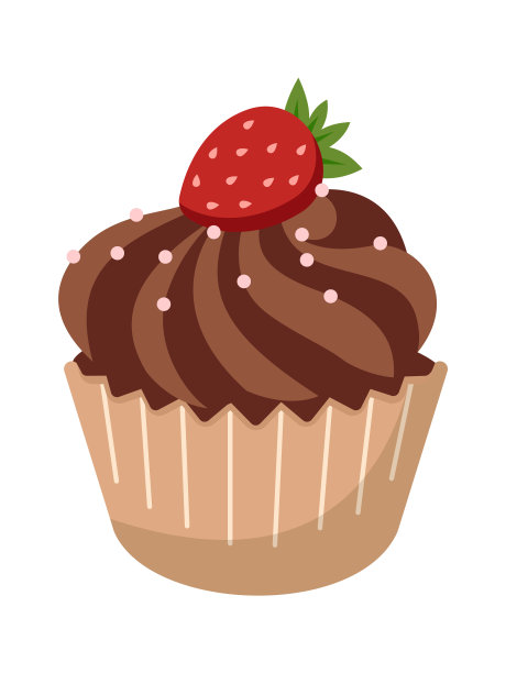 巧克力草莓小蛋糕。矢量图图片下载