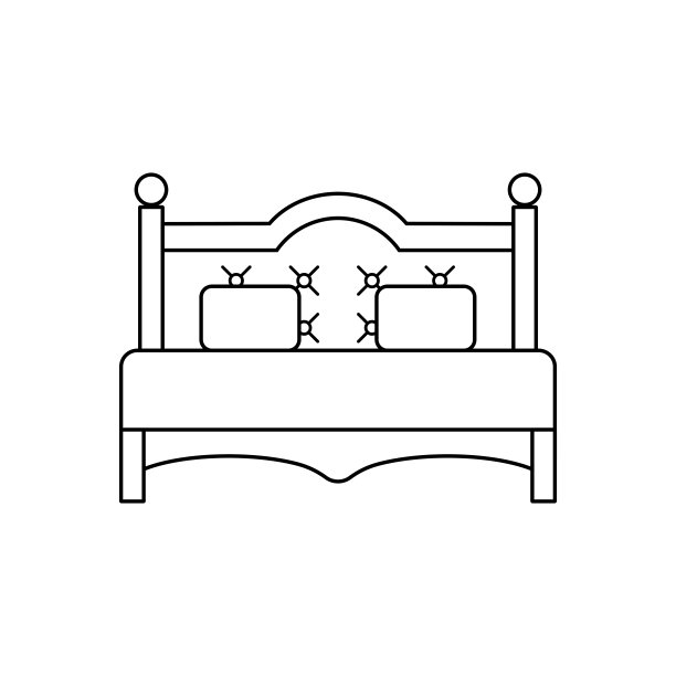 双人床图标矢量线风格图片下载
