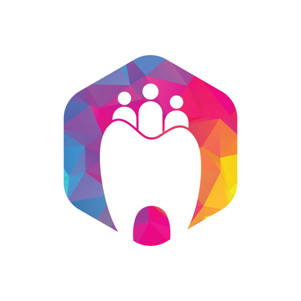 家庭牙科标志模板与三人隔离。图片下载