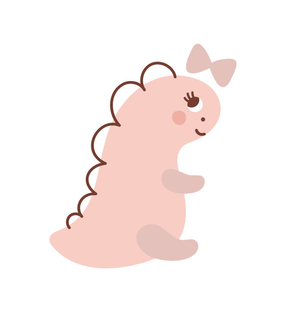 矢量可爱的小女孩恐龙与蝴蝶结在头上。手绘公主甜美凉爽的新生儿恐龙插画幼儿园t恤，儿童服装，邀请，简单的斯堪的纳维亚儿童设计图片下载