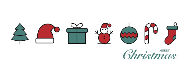 圣诞节图标扁平风格合集：圣诞快乐，新年快乐图片下载