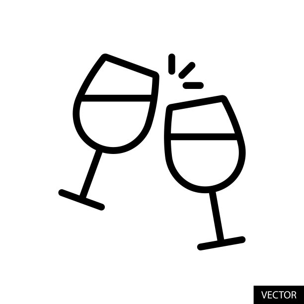 饮料矢量图标在线风格设计孤立的白色背景。可编辑的中风。图片下载