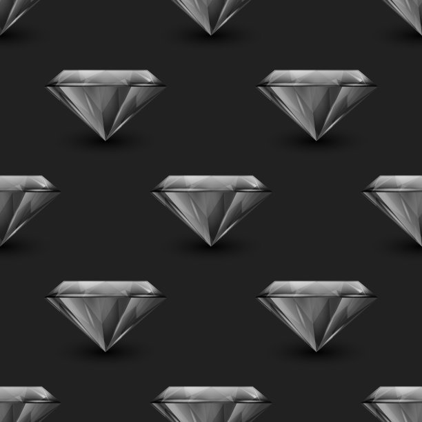 矢量无缝模式与3d逼真的宝石，水晶，黑色水钻。Jewerly概念。设计模板。宝石，水晶，水钻或宝石，顶视图图片下载