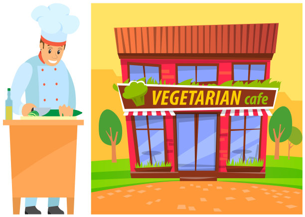 厨师使用厨房设备烹饪健康食品。为素食咖啡馆准备餐点图片下载