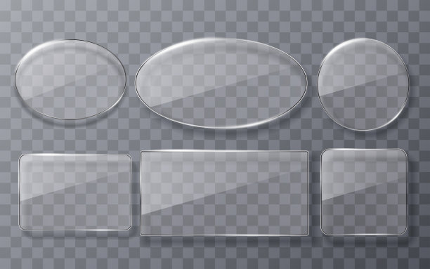 一套玻璃形状。玻璃板模型。矢量图图片下载
