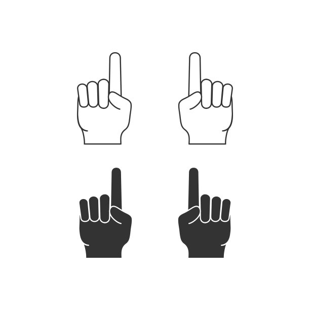 手图标的食指。注意符号。标志指针矢量平坦。图片下载