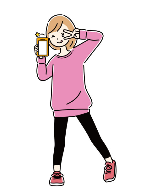 一个微笑着拿着智能手机的女人。图片下载