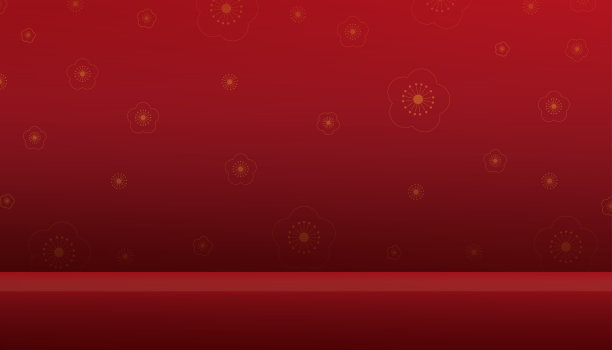 红色背景3d工作室房间与架子，金色樱花在红色的农历墙纸背景，矢量中秋与亚洲艺术风格的背景拍摄，产品展示，中国新年图片下载
