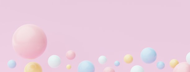 3d渲染的粉彩球，肥皂泡沫，斑点，漂浮在空气孤立的粉彩背景。抽象的场景。图片下载